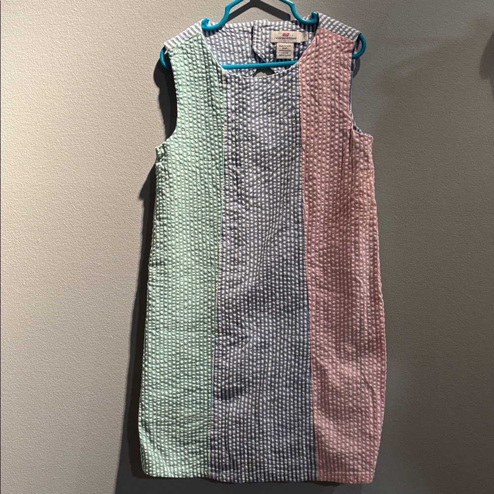 Vineyard Vines Seersucker Dress Girls’ Size 7 Colorblock Cotton